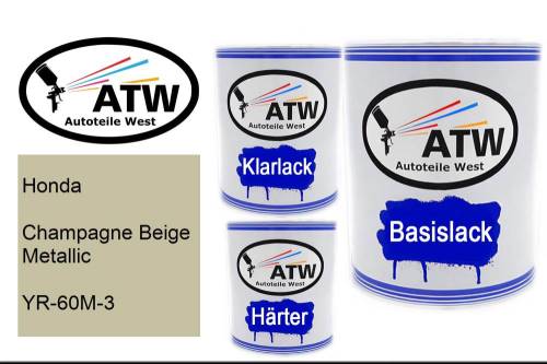 Honda, Champagne Beige Metallic, YR-60M-3: 1L Lackdose + 1L Klarlack + 500ml Härter - Set, von ATW Autoteile West.
